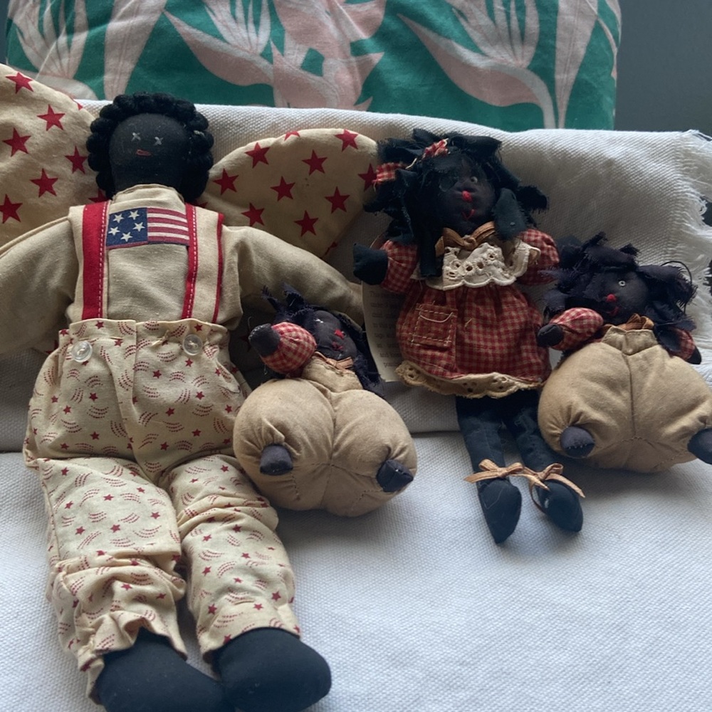 Cloth, black dolls, grandpa and the kids little girl, twin brothers Raggedy